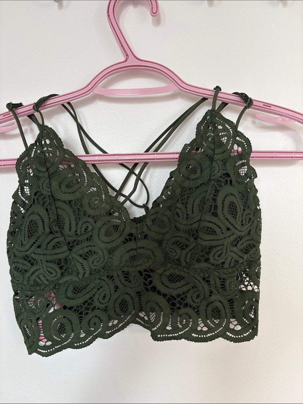 PINK Victoria's Secret Dark Green Lace Bralette